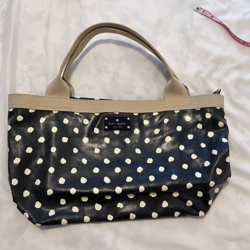 kate spade Black with Cream Polka Dot Tote